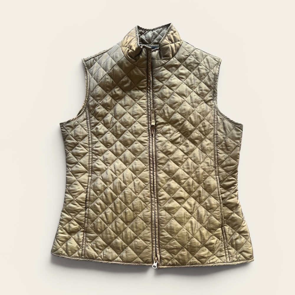 Relativity Quilted Vest Womens Medium Bronze Gold Metallic Full Zip R304F07